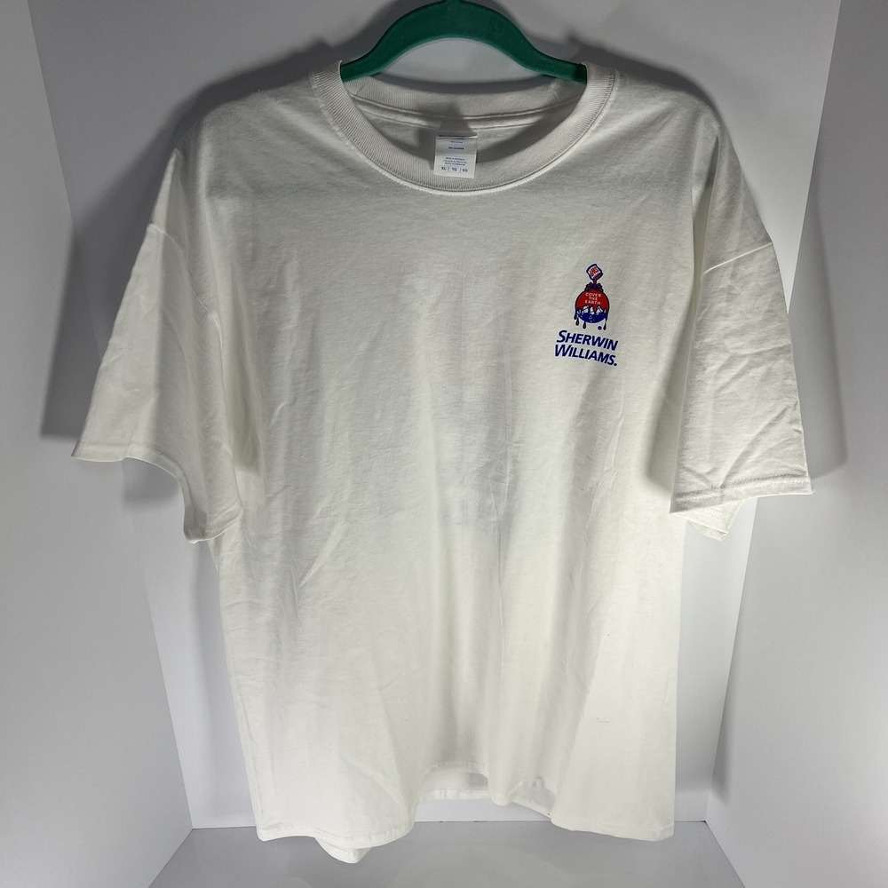 Sherwin-Williams Employee Shirt Mens XL White Painter Graphic Double Sided Promo